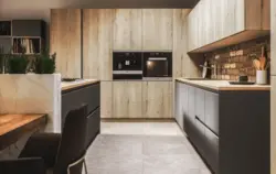 Kitchen White And Wood Combination In The Interior