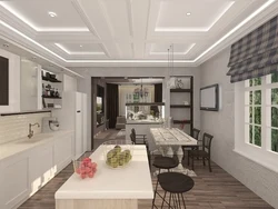 Mətbəx Dizayn Oturma Otağı Evdə Düzbucaqlı Forma