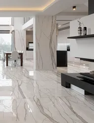 White Marble Floor In The Kitchen Interior