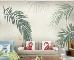 Palm leaves in the bedroom interior