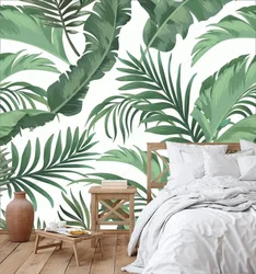 Palm Leaves In The Bedroom Interior