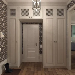 Hallway design in a house with a door