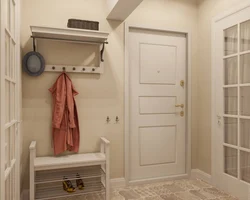Hallway design in a house with a door
