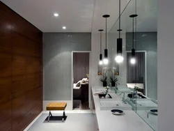 Photo of bathroom ceiling with chandelier