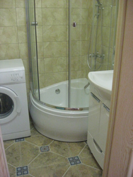 Bathroom With Shower In Khrushchev Photo Cabin And Washing Machine