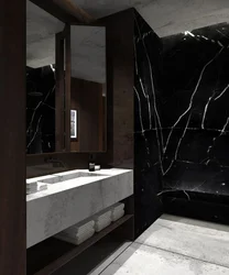 Bathroom with black marble and white interior design