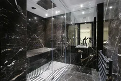 Bathroom with black marble and white interior design