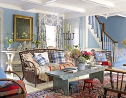 Country style in the interior of the apartment living room