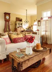 Country style in the interior of the apartment living room