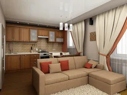 Studio design kitchen living room with one window