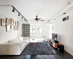 White brick in the living room interior