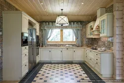 Kitchen interior in a country house with one window photo