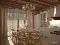 Kitchen interior in a country house with one window photo