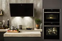 Black ovens in the kitchen interior