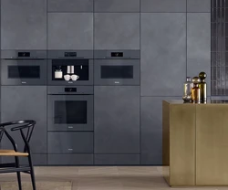 Black ovens in the kitchen interior