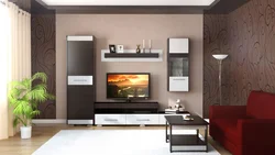 Dark wall in the living room interior