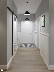 Hallway Design In Gray And White Tones