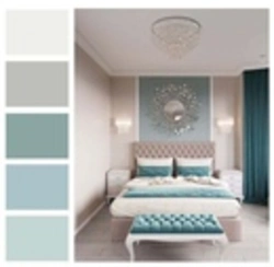Colors combined with gray in the bedroom interior