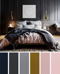 Colors combined with gray in the bedroom interior