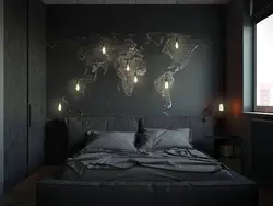 Bedroom design wallpaper in dark colors
