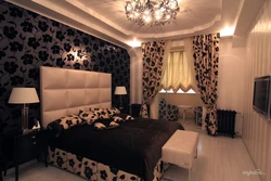 Bedroom design wallpaper in dark colors