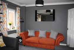Terracotta sofa in the living room photo