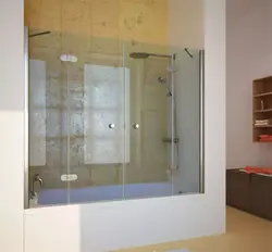 Sliding glass bath curtain photo