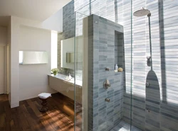 Shower Cabin Made Of Tiles Photo In The Bathroom Interior