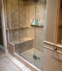 Shower Cabin Made Of Tiles Photo In The Bathroom Interior