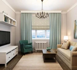 Interior curtains in a small living room