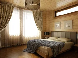 Design of a wooden house made of timber bedroom photo