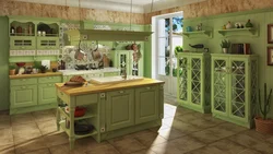 Provence style in the kitchen interior green