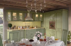 Mətbəx Daxili Yaşıl Provence Üslubunda