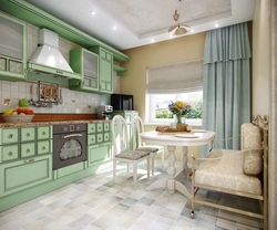 Provence style in the kitchen interior green