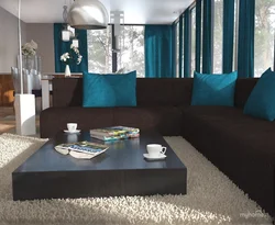 Dark Gray Sofa In The Kitchen Interior