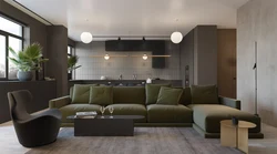 Mətbəx Interyerində Tünd Boz Divan