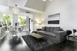 Dark Gray Sofa In The Kitchen Interior