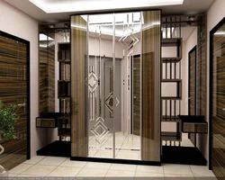 Design of built-in wardrobes in the hallway with mirrors