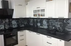 Black apron for the kitchen in the kitchen interior photo