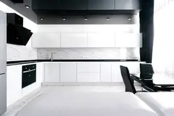 Black apron for the kitchen in the kitchen interior photo