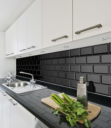 Black apron for the kitchen in the kitchen interior photo