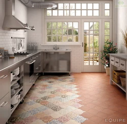 Tile floor design for kitchen and bathroom