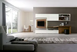 Modern living room design with side tables photo