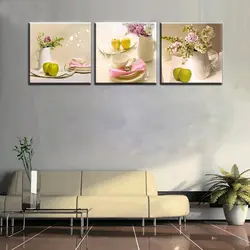 Modular paintings in the kitchen interior