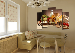 Modular paintings in the kitchen interior