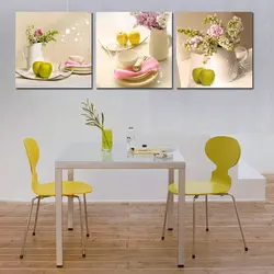 Modular paintings in the kitchen interior