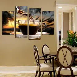 Modular paintings in the kitchen interior