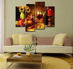 Modular paintings in the kitchen interior