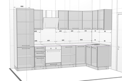 Modern kitchen design with drawings