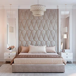 Bedroom design with mirror on the wall